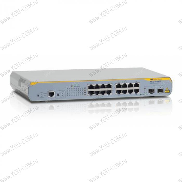 Allied Telesis L2+ switch with 14 x 10/100/1000TX ports and 2 100/1000TX / SFP combo ports (16 ports total)