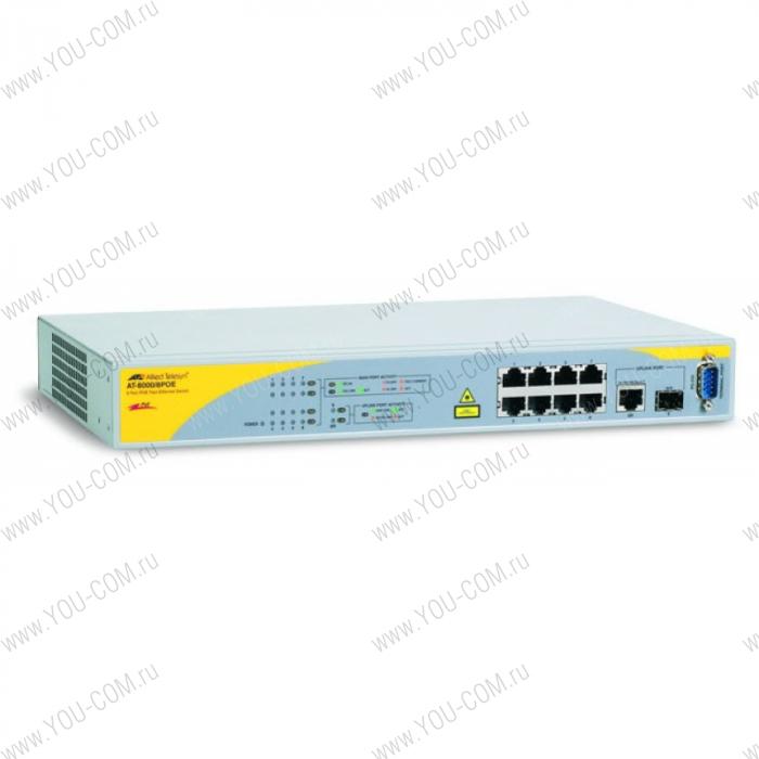 Коммутатор Allied Telesis 8 Port POE Managed Fast Ethernet Switch with One 10/100/1000T / SFP Combo uplinks