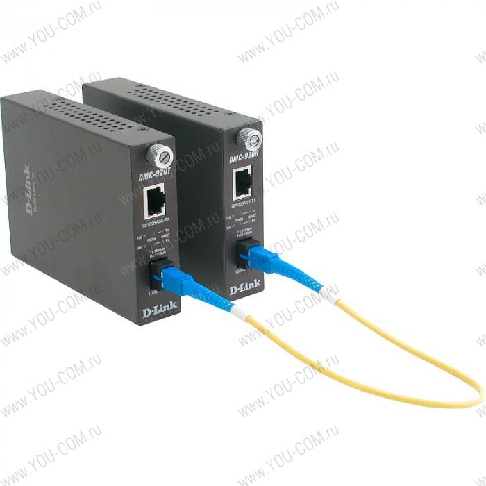 D-Link DMC-920R/B7A, 10/100BASE-TX to 100BASE-FX Single-mode Fiber ( 20km, SC ) Dual-wavelength Media Converter