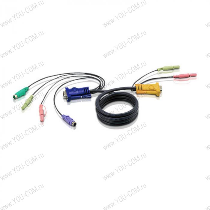 Кабель ATEN CABLE HD15M/MD6M/MD6M/SP/SP-SP; 1.8M*2L-5302P