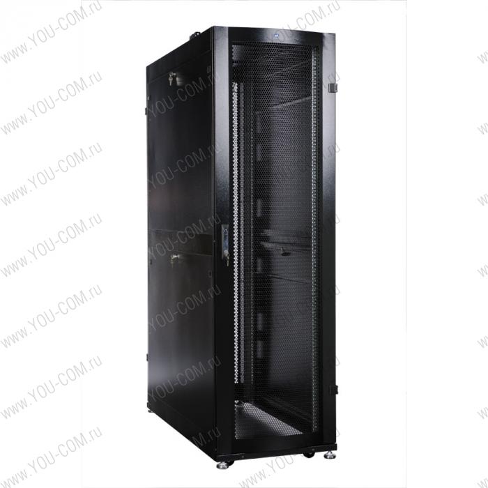 Шкаф серверный ПРОФ напольный 42U (600x1000) дверь перфорированная 2 шт., цвет черный, в сборе(ШТК-СП-42.6.10-44АА-9005)
