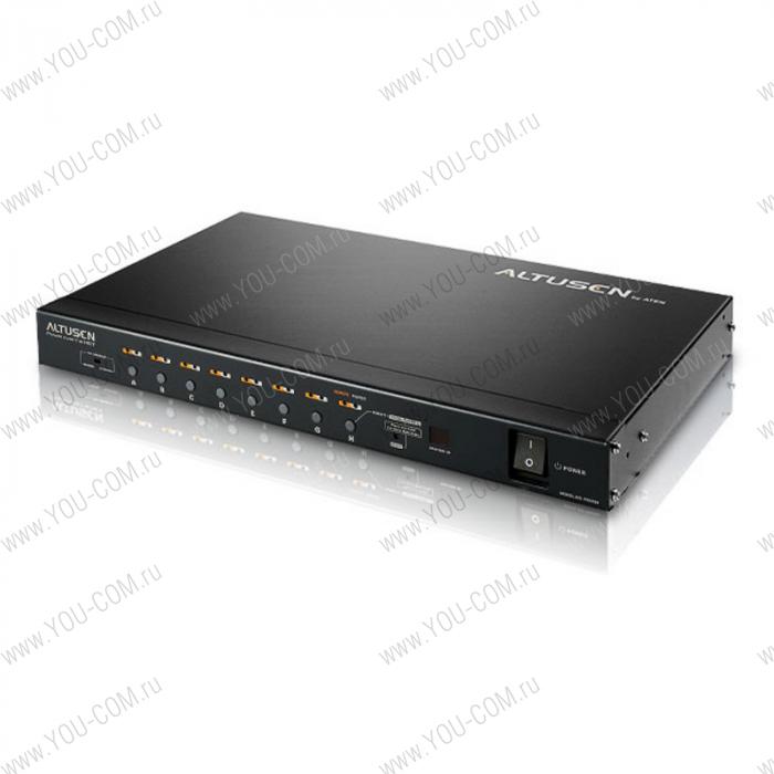 Power Over the NET PDU Switched 1U 10A, Output: 8 IEC C13, Input: IEC C14