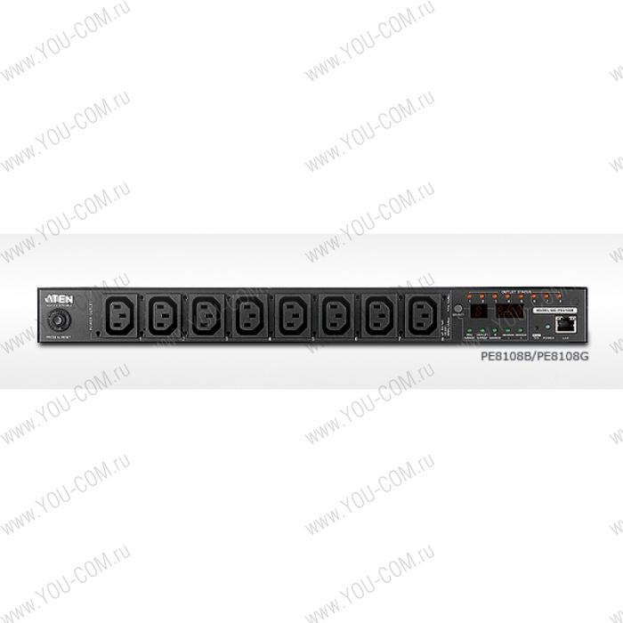 Устройство распределения питания ATEN NRGence PDU, Metered by Outlet with Switching, 1U, 10A/230V, Output: (8) C13, Input: C14