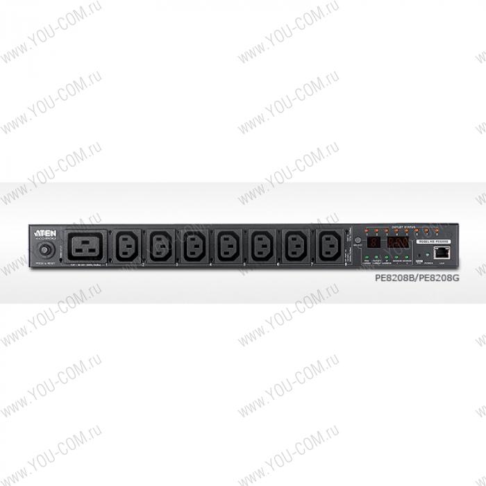 ATEN NRGence PDU, Metered by Outlet with Switching, 1U, 16A/230V, Output: (7) C13 & (1) C19, Input: C20