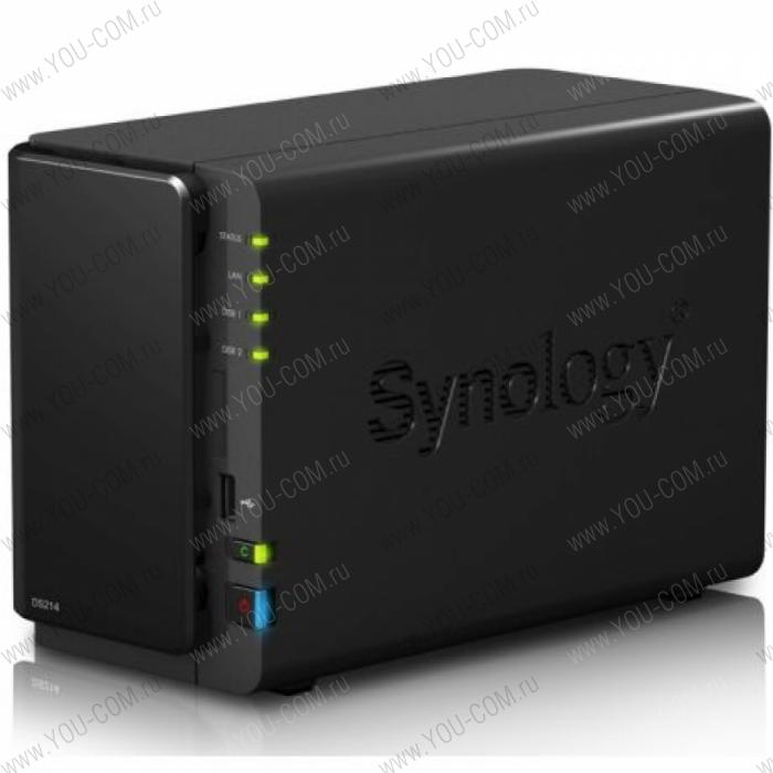 Synology DiskStation DS214 1,066GhzCPU/512Mb/RAID0,1/up to 2hot plug HDDs SATA(3,5'')/2xUSB3.0,1xUSB2.0/1GigEth/iSCSI/2xIPca m(up to 8)/1xPS repl DS213