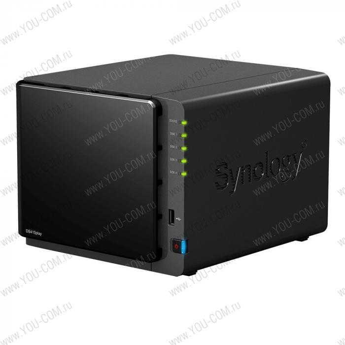 Synology DiskStation DS415+ QC2,4GhzCPU/2Gb/RAID0,1,10,5,5+spare,6/up to 4hot plug HDDs SATA(3,5' or 2,5')/)2xUSB3.0,1xUSB2.0/1eSATA/2GigEth/iSCSI/2xIP cam(up to 40)/1xPS