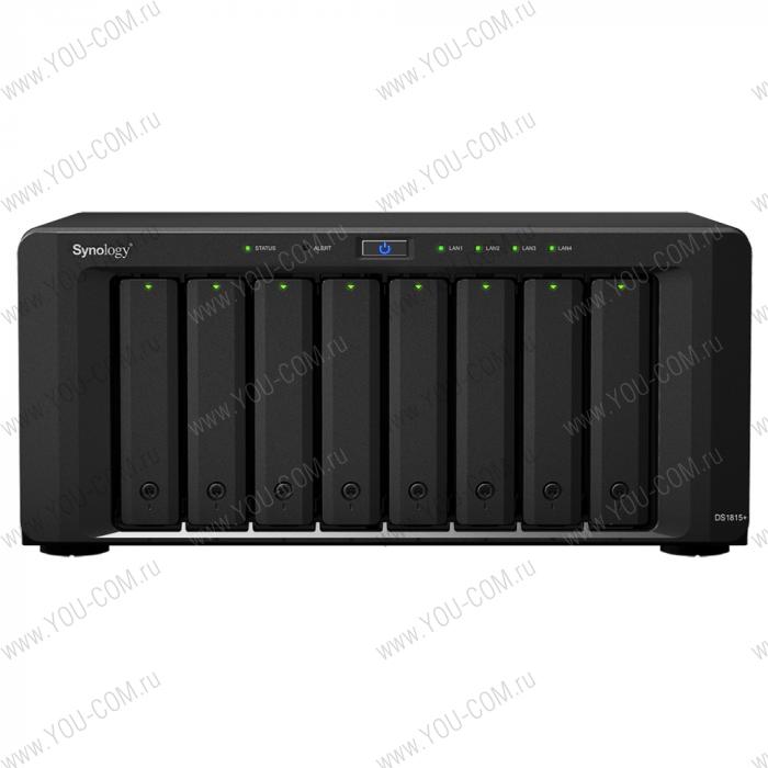 Synology DiskStation DS1815+ QC2,4GhzCPU/2Gb DDR3/RAID0,1,10,5,5+spare,6/up to 8hot plug HDDs SATA(3,5' or 2,5') (up to 18 with 2xDX513/6xUSB/2eSATA/4GigEth/iSCSI/2xIPcam(up to 40)/1xPS repl 1813+