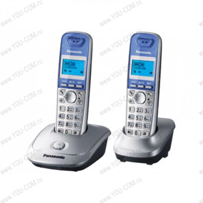 Panasonic KX-TG2512RUS (серебристый) (АОН, дисплей, подсветка дисплея,часы, 50 ном., полифония, спикерфон + дополнительная трубка в комплекте)