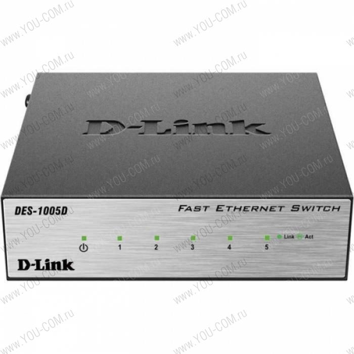 Коммутатор D-Link DES-1005D/O2B, 5-port UTP 10/100Mbps Auto-sensing, Stand-alone, Unmanaged,