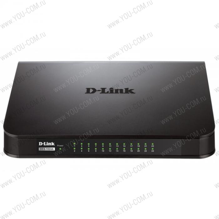 Коммутатор D-Link DES-1024A/E1B, 24-port UTP 10/100Mbps Auto-sensing, Stand-alone, Unmanaged