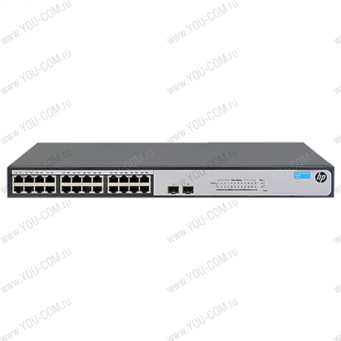 Коммутатор HPE 1420 24G 2SFP Switch (24 ports 10/100/1000 + 2 SFP 100/1000, unmanaged, fanless, 19")(repl. for J9561A)