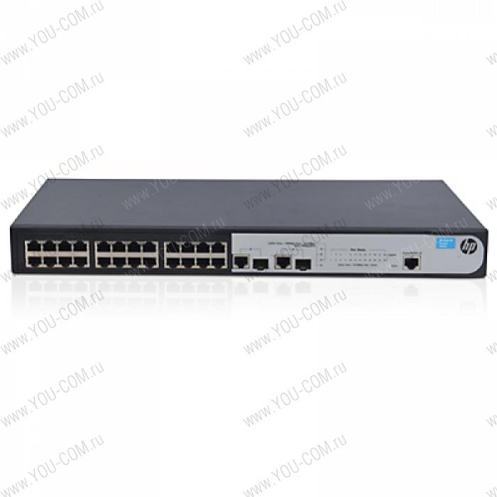 Коммутатор HPE  1910 24 Switch (24x10/100 RJ-45 + 2x10/100/1000 or SFP, Web, SNMP, L3 static, 19')