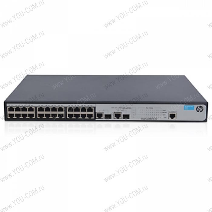 Коммутатор HPE  1910 24 PoE+ Switch (24x10/100 RJ-45 PoE+ + 2x10/100/1000 or SFP, Web, SNMP, L3 static, 19')