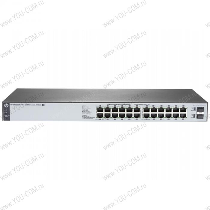 HPE 1820 24G PoE+ (185W) Switch (12 ports 10/100/1000 + 12 ports 10/100/1000 PoE+ + 2 SFP, WEB-managed)