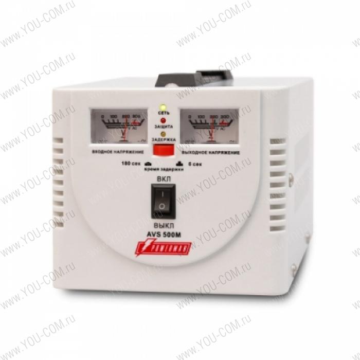 Стабилизатор напряжения Powerman AVS-M Voltage Regulator 500VA,  2x Schuko Outlets, 1m Power Cord, 230V, 1 year warranty, White