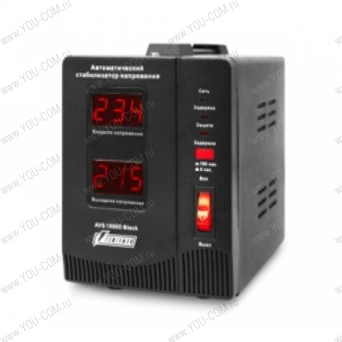 Powerman AVS-D Voltage Regulator 1000VA, Digital Indication, 2x Schuko Outlets, 1m Power Cord, 230V, 1 year warranty, Black