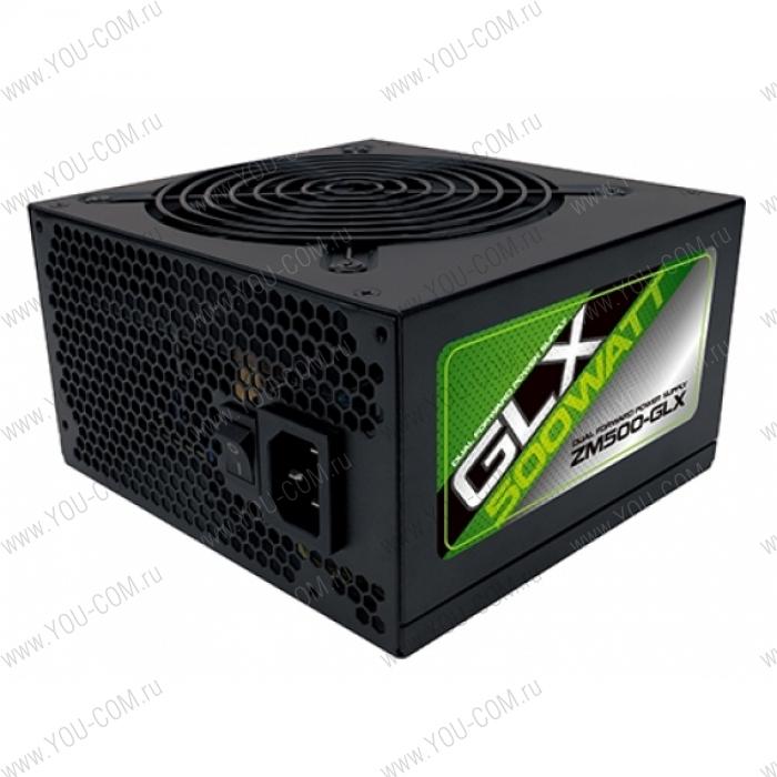 ZM500-GLX <retail, БП 500 Вт (Active PFC), сертификат 80 Plus, стандарт ATX 12V 2.3, разъёмы: MB (20+4 pin), вент. 120мм>