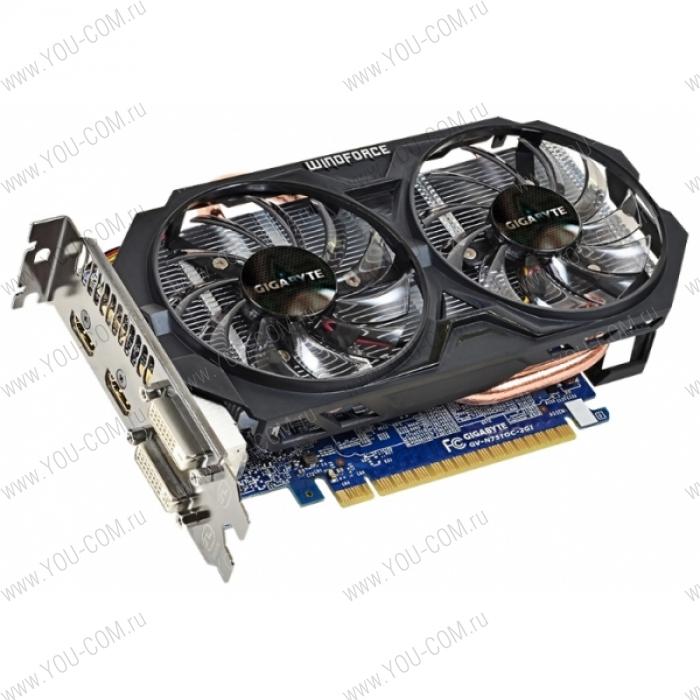 Gigabyte GeForce GTX750Ti OC / 2GB GDDR5 128BIT 5400MHz / 1033-1111MHz / GV-N75TOC-2GI / RTL 