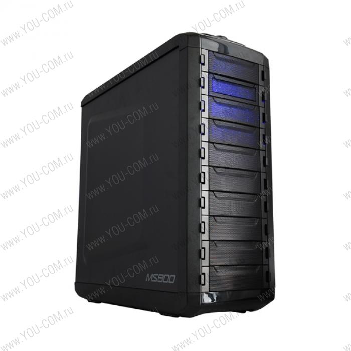 Корпус MS800 <Middle Tower, для плат ATX, micro-ATX, без БП, отсеки внутр. 6x3.5", отсеки внешн. 3x5,25", во фронт. Панели USB 3.0, audio, чёрный>