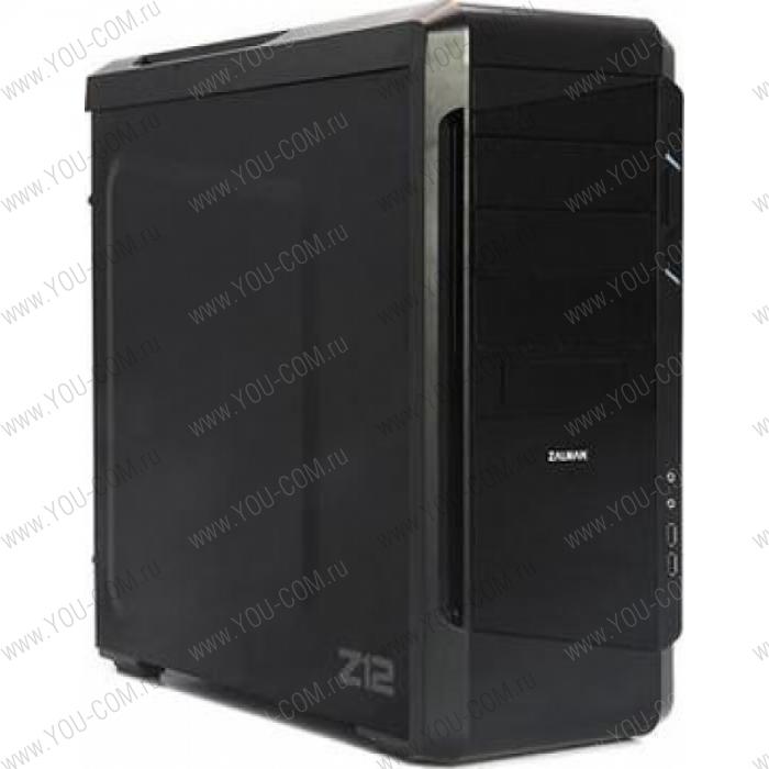 Корпус Zalman Z12 <Middle Tower, ATX, micro-ATX, без БП, тсеки внутр. 5x3.5", отсеки внешн. 4x5,25", 1х2,5 внутр., Общие (3-в-1)  внутренний 5.25'/3.5'/2.5' х 1, предняя панель: USB 2.0 x 2, USB 3.0