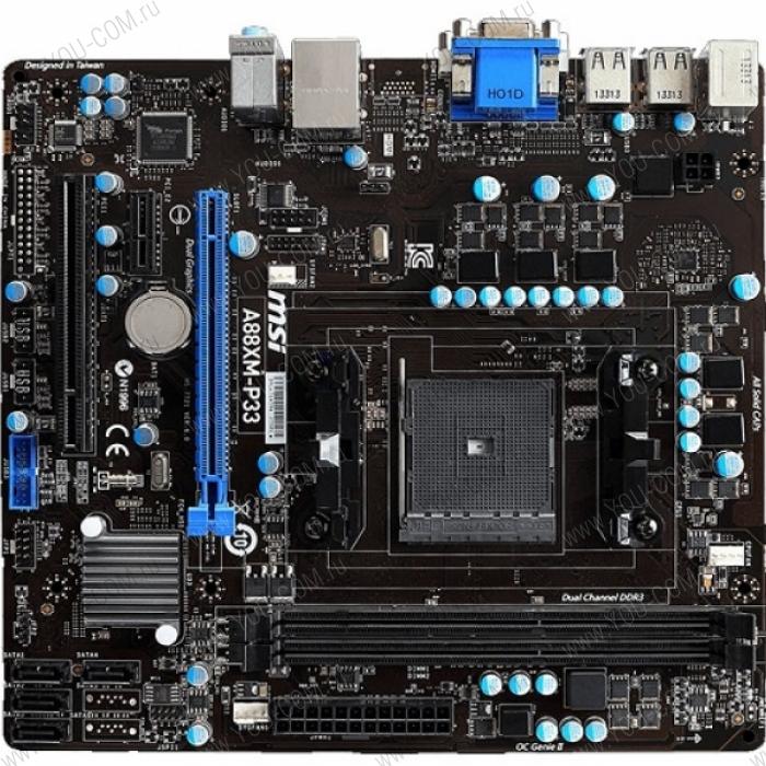 MSI A88XM-P33 (Socket FM2+, AMD A88X, All Solid CAP, 2DDR3, PCIe x16, 2USB3.0, SATA RAID, GbE LAN, D-SUB, VGA) mATX