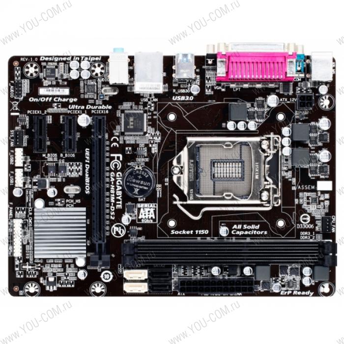 GigabyteGA-H81M-DS2 (Socket 1150, intel H81, 2*DDR3 1600, VGA ( D-Sub), PCI-Ex16, SATA 3.0, Gb Lan, Audio) mATX