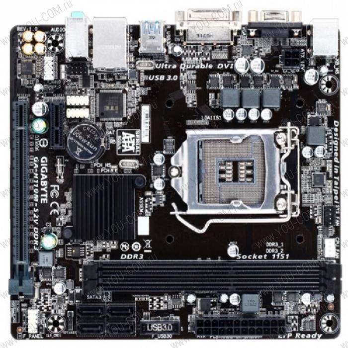 Материнская плата Gigabyte GA-H110M-S2V DDR3 (Socket 1151, intel H110, 2*DDR3/DDR3L 1600, VGA, DVI, PCI-Ex16, Gb Lan, Audio, USB 3.0, SATA 3.0, mATX)