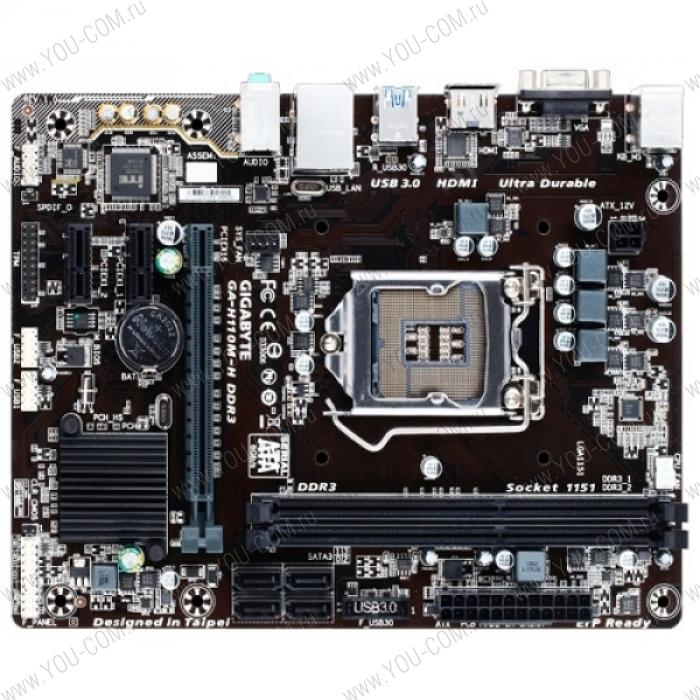 Gigabyte GA-H110M-H DDR3 (Socket 1151, intel H110, 2*DDR3/DDR3L 1600, VGA, HDMI, PCI-Ex16, Gb Lan, Audio, USB 3.0, SATA 3.0, mATX)