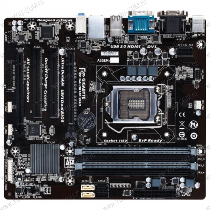 Gigabyte GA-H81M-D3H (Socket 1150, intel H81, 4*DDR3 1600, VGA (D-Sub, DVI-D, HDMI), PCI-Ex16, 2*PCI, Gb Lan, Audio, SATA 3.0, USB 3.0) mATX