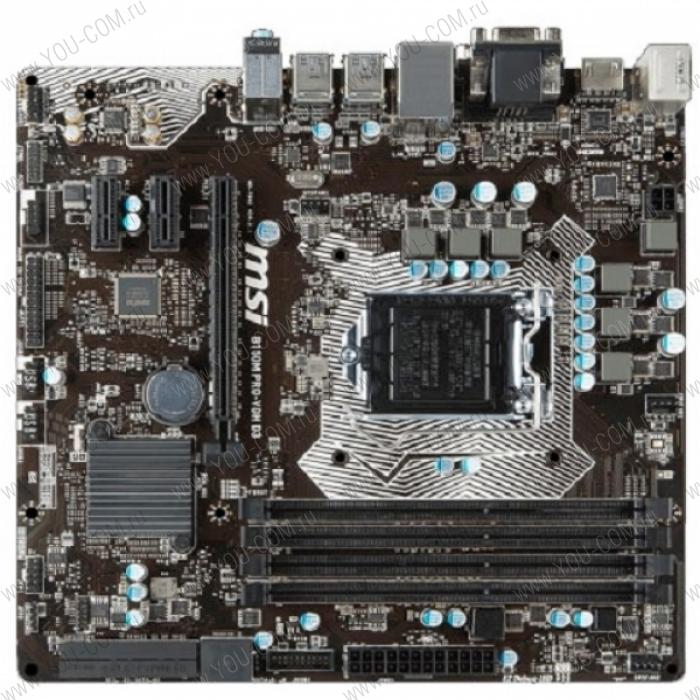 MSI B150M PRO-VD D3 (Socket 1151, intel B150, 2DDR3, PCIe x16, PCIe x1, SATA6Gb/s, USB3.1 Gen1, GbE LAN , VGA, DVI, mATX