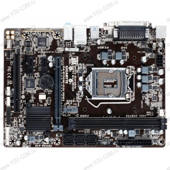 Gigabyte GA-B150M-D3V DDR3 (Socket 1151, intel B150, 2*DDR3/DDR3L 1866, VGA, DVI, PCI-Ex16, PCI, Gb Lan, Audio, USB 3.0, SATA 3.0, mATX)