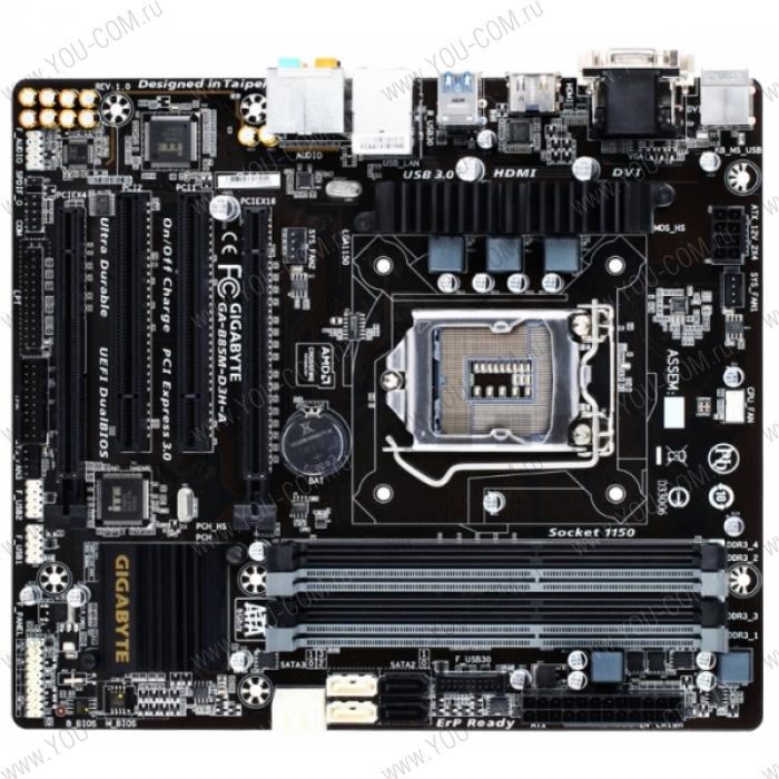 Gigabyte GA-B85M-D3H-A (Socket 1150, intel B85, 4*DDR3 1600, VGA (D-Sub, HDMI, DVI-D), PCI Express 3.0, PCI, Gb Lan, Audio (S/PDIF), SATA 3.0, mATX)