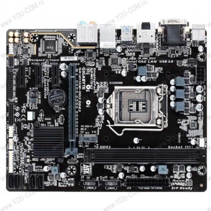 Gigabyte GA-H110M-HD3 DDR3 (Socket 1151, intel H110, 2*DDR3/DDR3L 1600, VGA, DVI, HDMI, DP, PCI-Ex16, Gb Lan, Audio, USB 3.0, SATA 3.0, mATX)