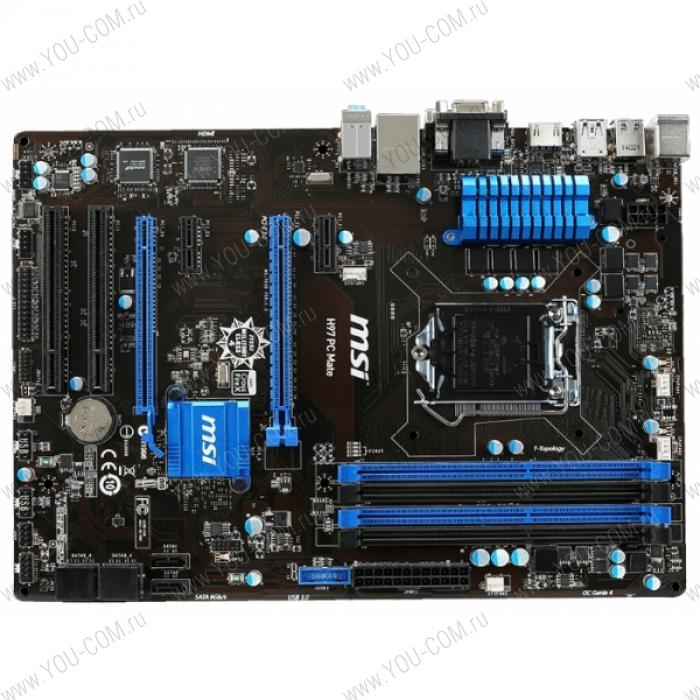 MSI H97 PC MATE (Socket 1150, intel H97, All Solid CAP, 4DDR3, 2PCIex16, 2PCIex1, 2PCI CrossFire, 6SATA6Gb/s, 4USB3.0, GbE LAN, HDMI, DVI, D-SUB, ATX