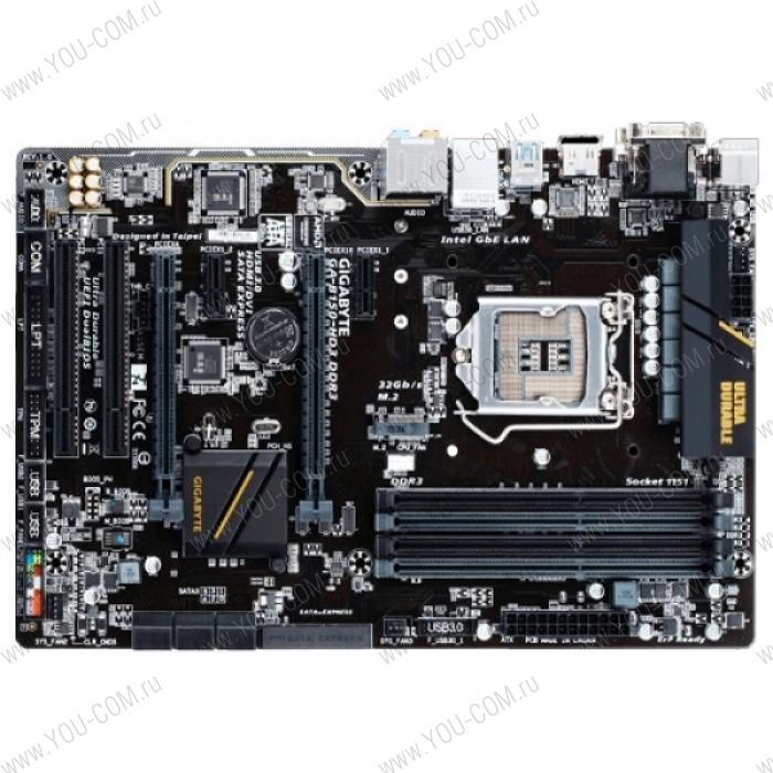 Gigabyte GA-B150-HD3 DDR3 (Socket 1151, intel B150, 4*DDR3/DDR3L 1866, VGA, DVI, HDMI, PCI-Ex16, PCI, Gb Lan, Audio, USB 3.0, SATA 3.0, ATX)