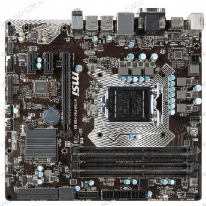 MSI H170M PRO-VDH D3 (Socket 1151, intel H170, 4DDR3, PCIe x16, PCIe x1, SATA6Gb/s, USB3.1 Gen1, GbE LAN , VGA, HDMI, DVI, mATX