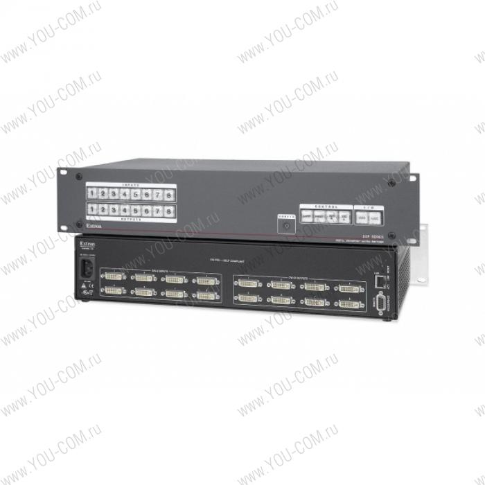 Матричный коммутатор 8х4 Extron DXP 84 DVI Pro [60-876-01] сигнала DVI-D (Single link), поддержка HDCP, технология EDID Minder®, Key Minder®, управление по IP Link® Ethernet, RS-232 или RS-422, 165 MHz, 6.75 Gbps.