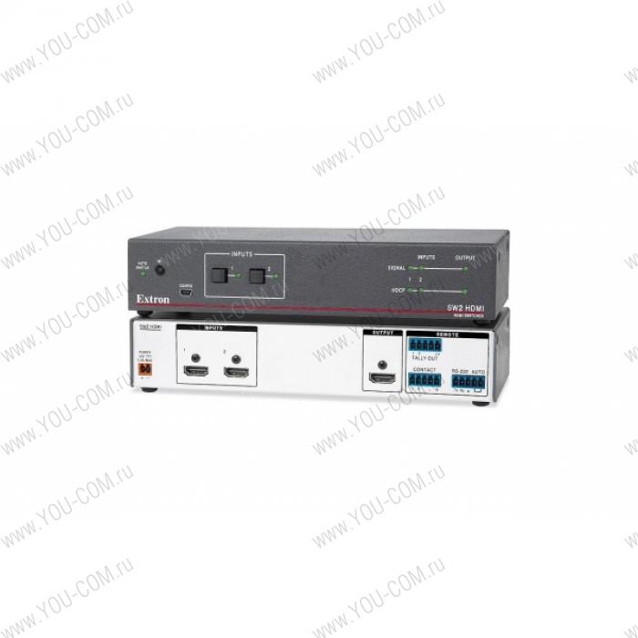 Коммутатор 2x1 Extron SW2 HDMI [60-841-21] сигнала HDMI с технологией EDID Minder®, поддержка HDCP, разъемы на сухих контактах  