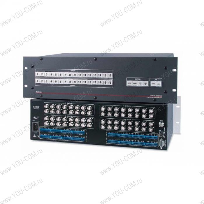Матричный коммутатор 16x16 Extron MAV Plus 1616 SVA [60-365-11] сигнала S-Video (разъемы BNC(F)) и стерео аудио (5-конт клеммные блоки), мониторинг и управление по IP Link® Ethernet, RS-232 и RS-422, высота 3U, 150 МГц.