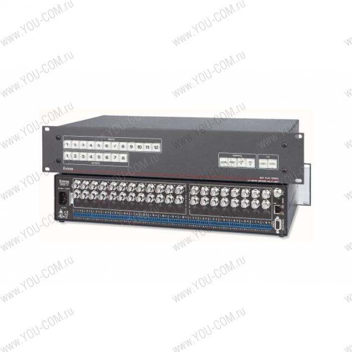 Матричный коммутатор 12x8 Extron MAV Plus 128 SVA [60-658LV] сигнала S-Video (разъемы BNC(F)) и стерео аудио (5-конт клеммные блоки), мониторинг и управление по IP Link® Ethernet, RS-232 и RS-422, высота 2U, 150 МГц.