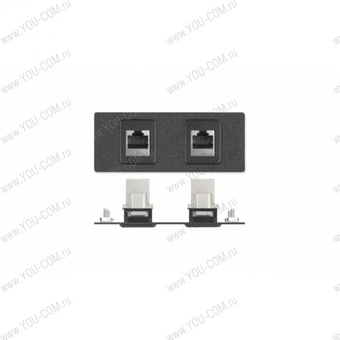 Модуль [70-100-14] Extron Two Shielded RJ-45 Female to F [70-100-14] для установки в слот  AAP (Double Space) - цвет черный: 2 разъема RJ-45 (Розетки) на гнездо-розету под кабель CAT 5e.