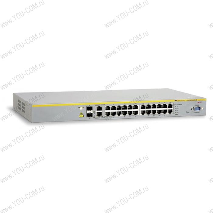 Коммутатор Allied Telesis 24  Port Fast Ethernet PoE WebSmart Switch with 4 uplink ports (2  x 10/100/1000T and  2 x SFP-10/100/1000T Combo ports)