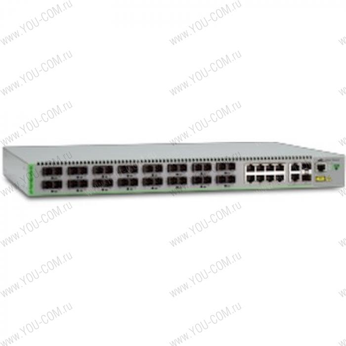 Коммутатор Allied telesis 24 x 10/100T ports and 4 x 100/1000X SFP (2 for Stacking), Fixed AC power supply, EU Power Cord