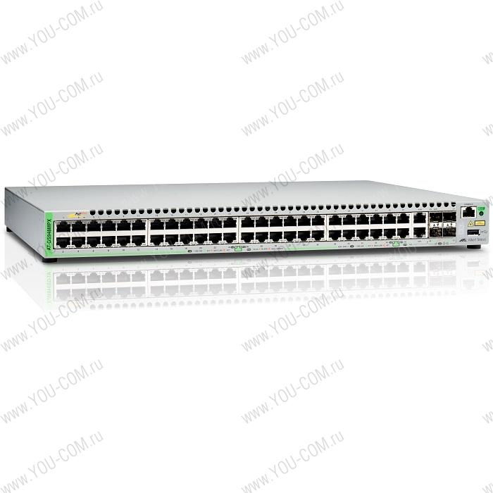 Коммутатор Allied Telesis Gigabit Ethernet Managed switch with 48  10/100/1000T POE ports, 2 SFP/Copper combo ports, 2 SFP/SFP+ uplink slots, single fixed AC power supply