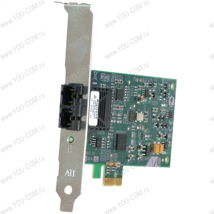 Allied Telesis 100Mbps Fast Ethernet PCI-Express Fiber Adapter Card; ST connector, includes both standard and low profile brackets, Single pack