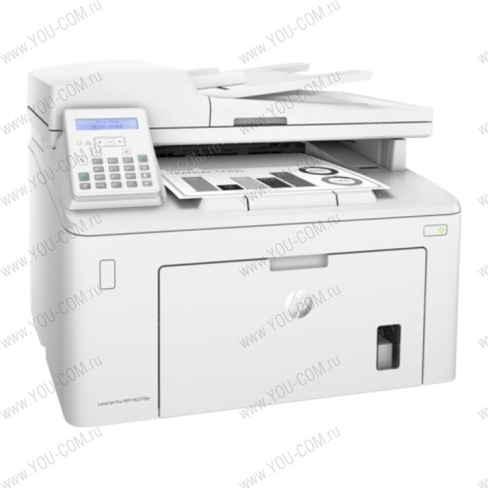 HP LaserJet Pro MFP M227fdn (p/c/s/f, A4, 1200dpi, 28ppm, 256Mb, 2 trays 250+10, Duplex, ADF 35 sheets, USB/Eth/NFC, Flatbed, white, Cartridge 1600 pages in box, 1 warr)