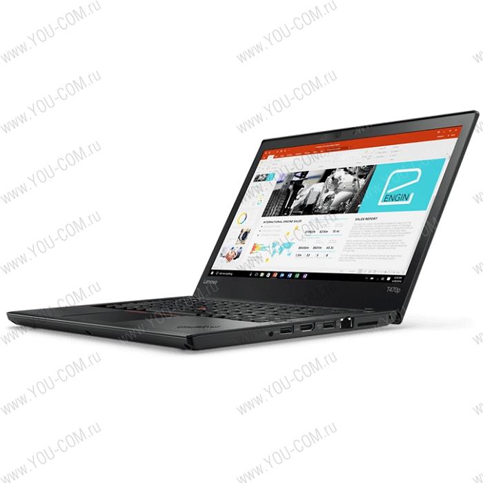 Ноутбук Lenovo ThinkPad T470p 14.0" FHD (1920x1080) IPS, i5-7440HQ (2,8GHz), 8Gb(1)DDR4, 256GbSSD, Intel HD  630, No ODD, WWAN ready, WiFi, BT, FPR+CSR, Camera,  6 cell, Win 10 Pro, 1.82 kg, 3y.OS