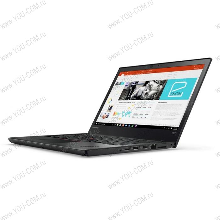 Ноутбук ThinkPad T470 14" FHD (1920x1080) IPS, i5-7200U(2,5GHz), 8GB DDR4, 1TB/5400, intel HD 620, WWAN ready, WiFi, BT, TPM, FPR, 3+3Cell, Camera, Win 10 Pro, 1.7kg, 3y.OS