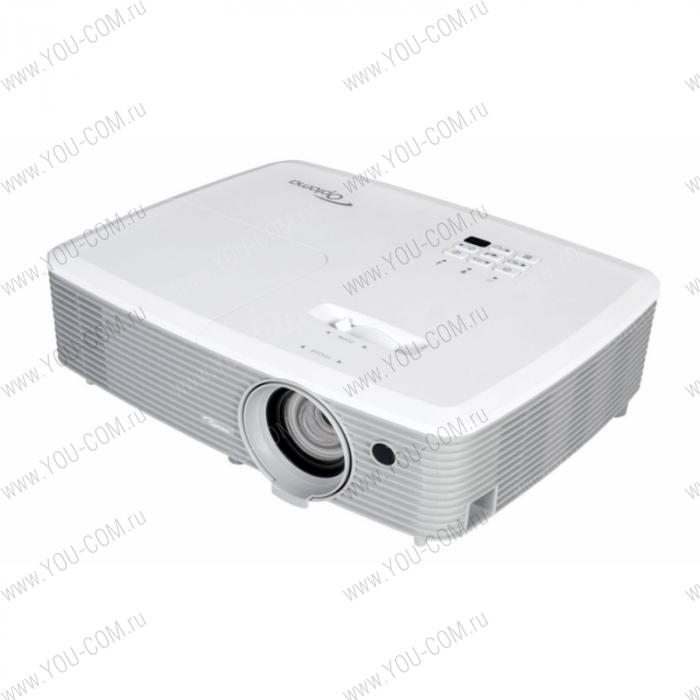 Проектор Optoma EH345 Full 3D; DLP, Full HD(1920*1080),3200 ANSI Lm, 22000:1;TR=1.13 - 1.47:1; до 10 000 ч.; HDMI х2 (1.4a); MHL v2.1; VGA IN; Composite; AudioIN; VGA Out; AudioOut; RS232; USBA (power 1A); 10W; 29 дБ; 2.47 kg; (95.76F01GC0E)