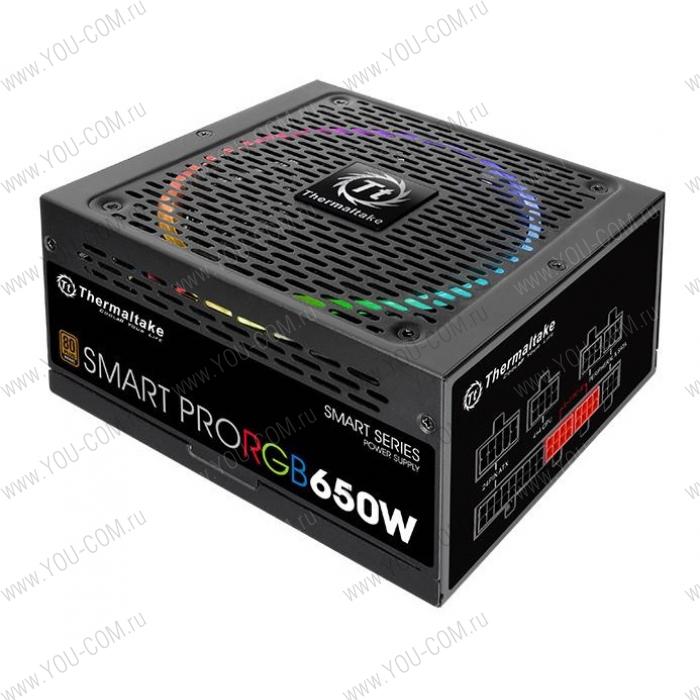 Блок питания Thermaltake PS-SPR-0650FPCBEU-R, SMART PRO/Fully Modular/650W/ATX 2.3 & EPS 2.92/A-PFC/14cm RGB Fan/EU/80Plus Bronze RTL